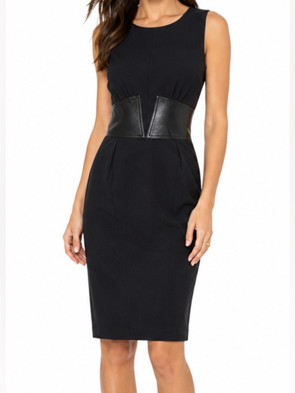 L’AGENCE Barneys NY Exclusive Corset Waist Sheath Dress Black Small